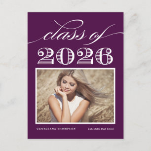 Vintage Abschlussklasse 2026 Lila Foto Abitur Postkarte