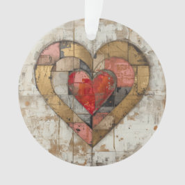 Vintage Abstract Hearts - Acrylic Ornament