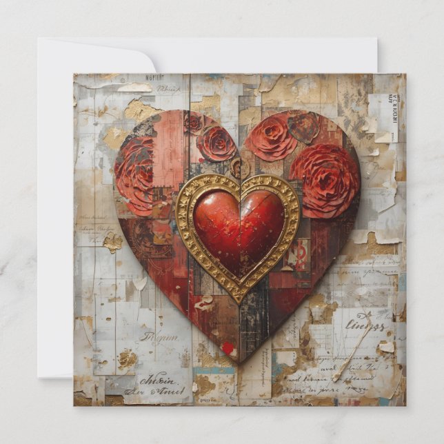 Vintage Abstract Hearts - Flat Card Karte (Vorderseite)