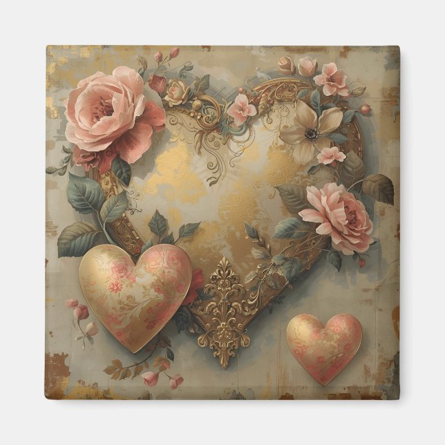 Vintage Abstract Hearts - Magnet  (Vorne)