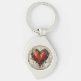 Vintage Abstract Hearts - Metal Keychain  Schlüsselanhänger