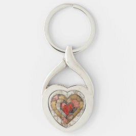 Vintage Abstract Hearts - Metal Keychain Schlüsselanhänger