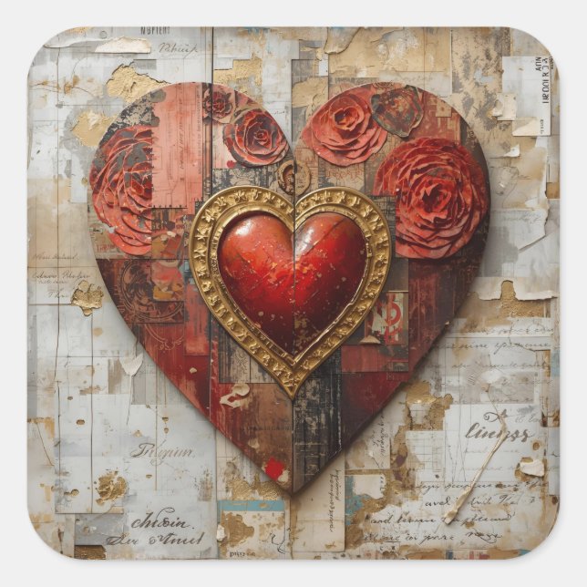 Vintage Abstract Hearts - Stickers (Vorderseite)