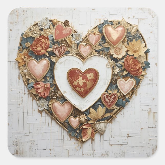 Vintage Abstract Hearts - Stickers  (Vorderseite)