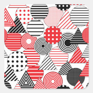 Vintage Abstract: Punkte und Streifen Quadratischer Aufkleber