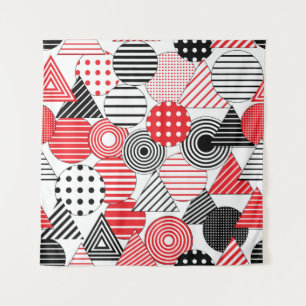 Vintage Abstract: Punkte und Streifen Wandteppich