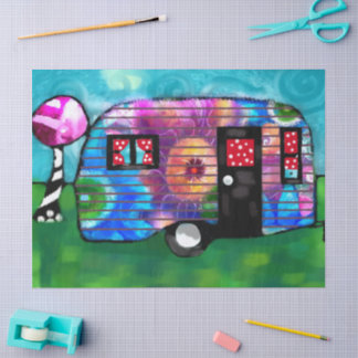 Vintage-Abstrakt-Camp-Anhänger-Floral-Decoupage Seidenpapier