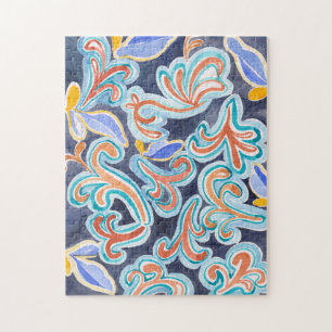 Vintage-Abstrakt-Wasserfarben-Kunst-Puzzle Puzzle