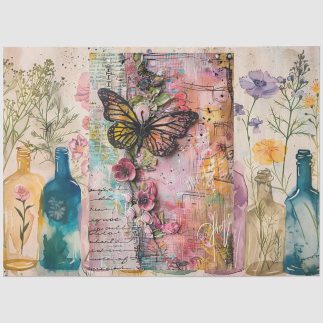 Vintage Abstrakte Art Decoupage Seidenpapier (Vorderseite)