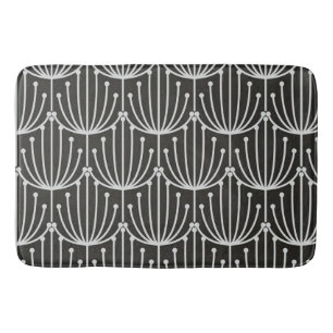 Vintage Abstrakte Blüte in Schwarz-Weiß-Muster Badematte