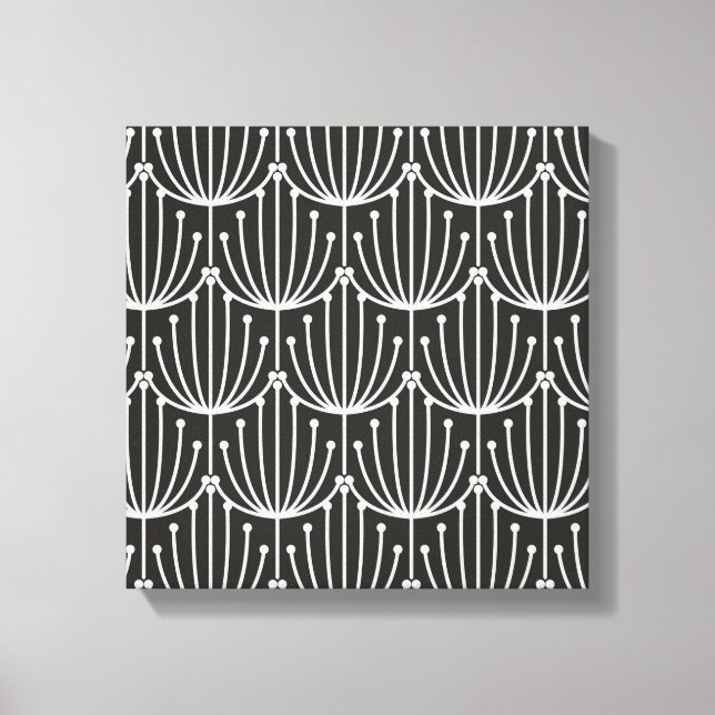 Vintage Abstrakte Blüte in Schwarz-Weiß-Muster Leinwanddruck (Vorderseite)