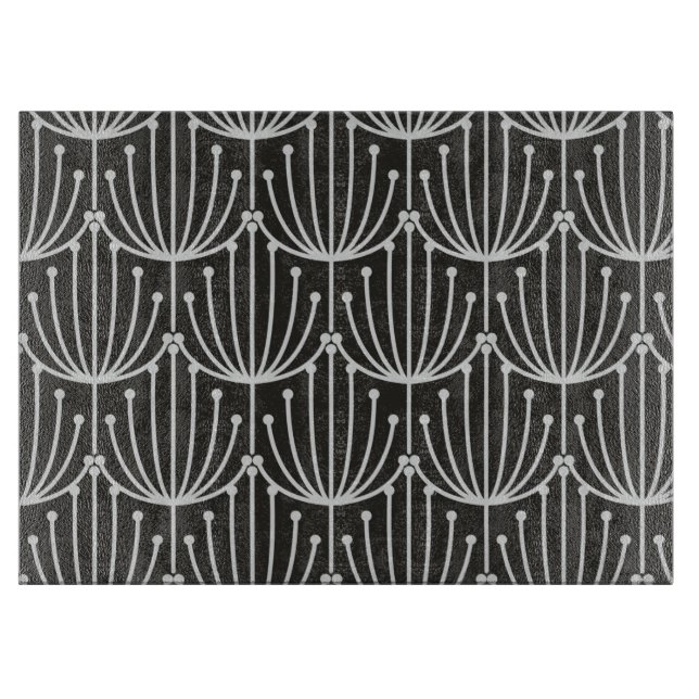 Vintage Abstrakte Blüte in Schwarz-Weiß-Muster Schneidebrett (Vorderseite)
