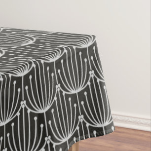 Vintage Abstrakte Blüte in Schwarz-Weiß-Muster Tischdecke