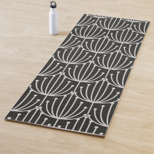 Vintage Abstrakte Blüte in Schwarz-Weiß-Muster Yogamatte