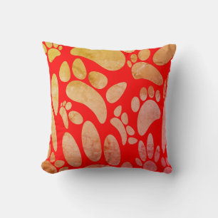 Vintage Abstrakte Dog Paw Prints Kissen