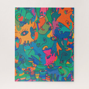 Vintage Abstrakte Gesichtshülse Doodline Puzzle