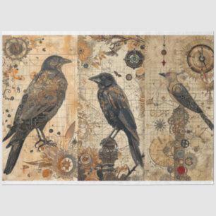 Vintage Abstrakte Grunge Birds Decoupage Seidenpapier