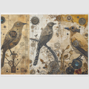 Vintage Abstrakte Grunge Birds Decoupage Seidenpapier
