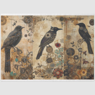 Vintage Abstrakte Grunge Birds Decoupage Seidenpapier