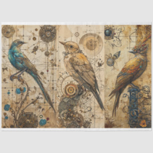 Vintage Abstrakte Grunge Birds Decoupage Seidenpapier