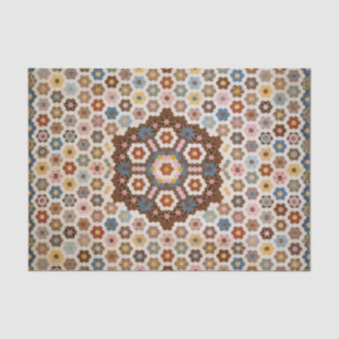 Vintage Abstrakte Honeycomb Farbiges Quilt Muster Seidenpapier