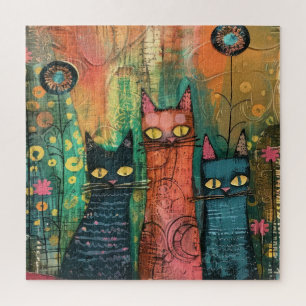 Vintage Abstrakte Katze Puzzle