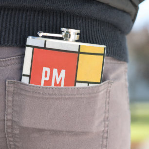 Vintage abstrakte Komposition von Piet Mondrian Flachmann