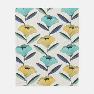 Vintage abstrakte Linie-Art Blumenmuster-Naht Fleecedecke