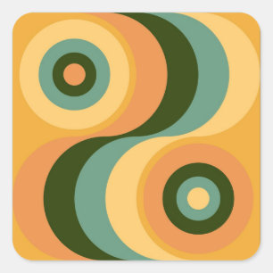 Vintage, Abstrakte und farbenfrohe Rainbow-Quadrat Quadratischer Aufkleber