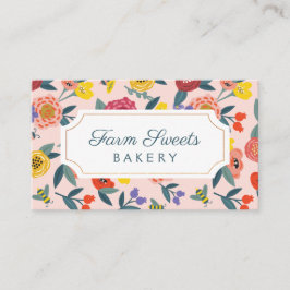 Vintage Abstrakte Wildblume Foliage & Bienenmuster Visitenkarte