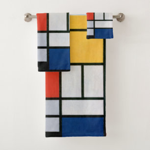 Vintage Abstrakte Zusammensetzung von Piet Mondria Badhandtuch Set