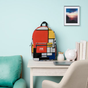 Vintage Abstrakte Zusammensetzung von Piet Mondria Bedruckter Rucksack