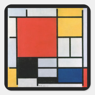 Vintage Abstrakte Zusammensetzung von Piet Mondria Quadratischer Aufkleber
