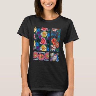 Vintage abstraktes geometrisches Blumen-Blumenmust T-Shirt