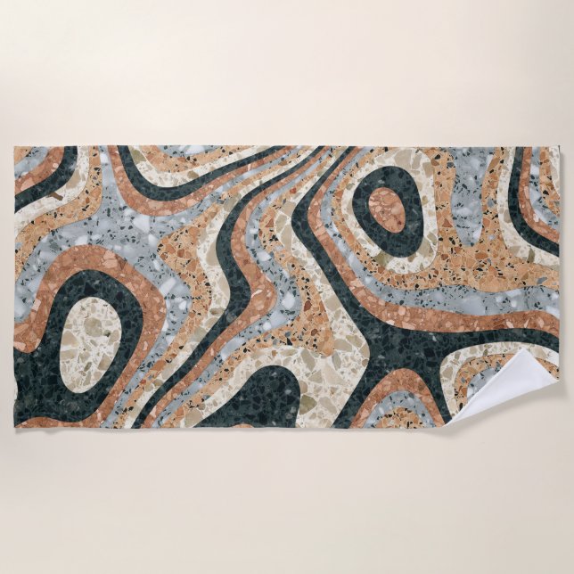 Vintage abstraktes Quarzstein-Naturdesign Strandtuch (Vorderseite)