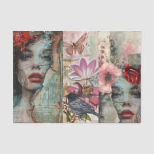 Vintage-Abstraktkunst-Collage-Decoupage Seidenpapier