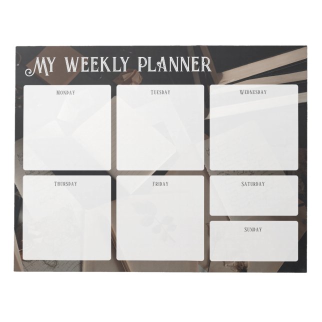 Vintage Academia Weekly Planner Notizblock (Vorderseite)