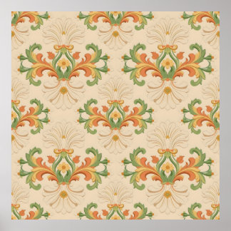 Vintage acanthus leaf Baroque ornament Poster