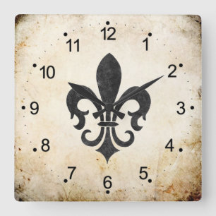 Vintage Accents Französische Fleur De Lis Quadratische Wanduhr