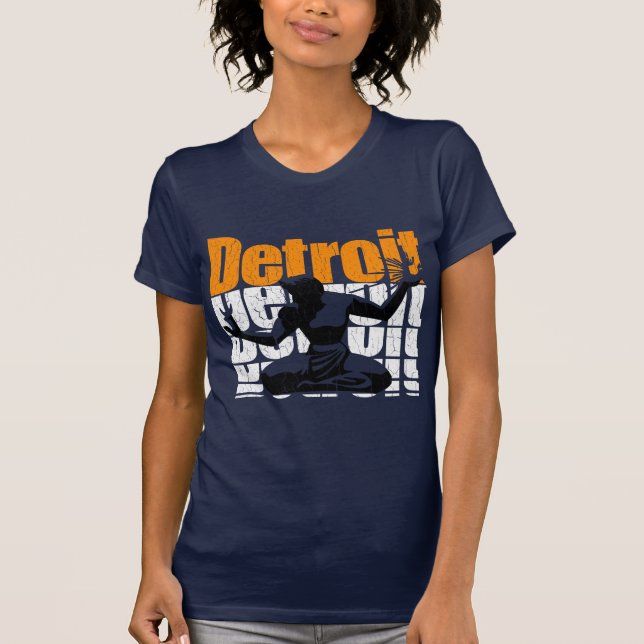 Vintage Achtzigerjahre DETROIT (beunruhigter T-Shirt (Vorderseite)