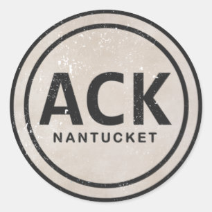 Vintage-ACK-Nantucket-MA-Strand-Tag-Aufkleber Runder Aufkleber