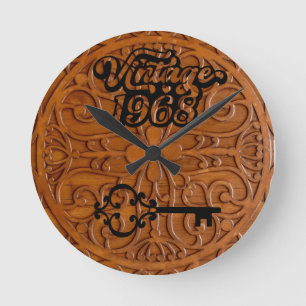 Vintage Acrylmauer-Uhr von 1968 Runde Wanduhr