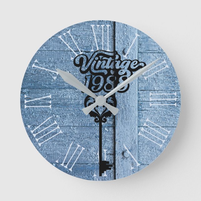 Vintage Acrylmauer-Uhr von 1988 Runde Wanduhr (Vorderseite)