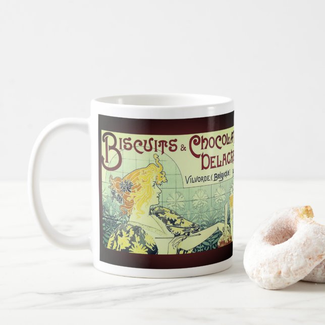 Vintage Ad Biscuits Schokolade Delacre Kaffeetasse (Mit Donut)