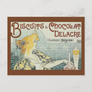 Vintage Ad Biscuits Schokolade Delacre Postkarte