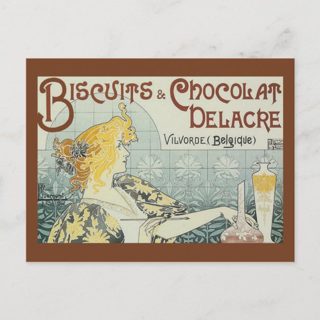 Vintage Ad Biscuits Schokolade Delacre Postkarte (Vorderseite)