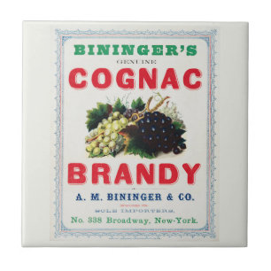 Vintage Ad for Biningers Cognac Brandy. Fliese