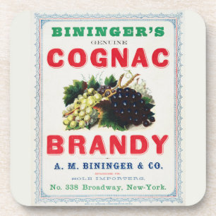 Vintage Ad for Biningers Cognac Brandy. Getränkeuntersetzer