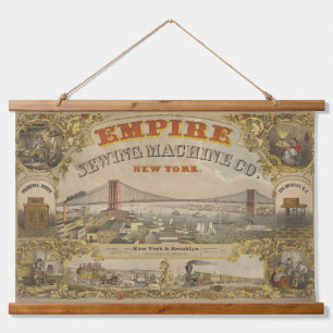 Vintage Ad for Empire Nähmaschine Co., New York Wandteppich Mit Holzrahmen