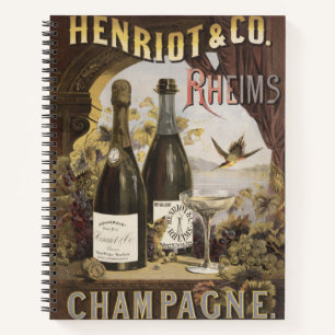 Vintage Ad for Henriot & Co. Rheims Champagne Notizbuch